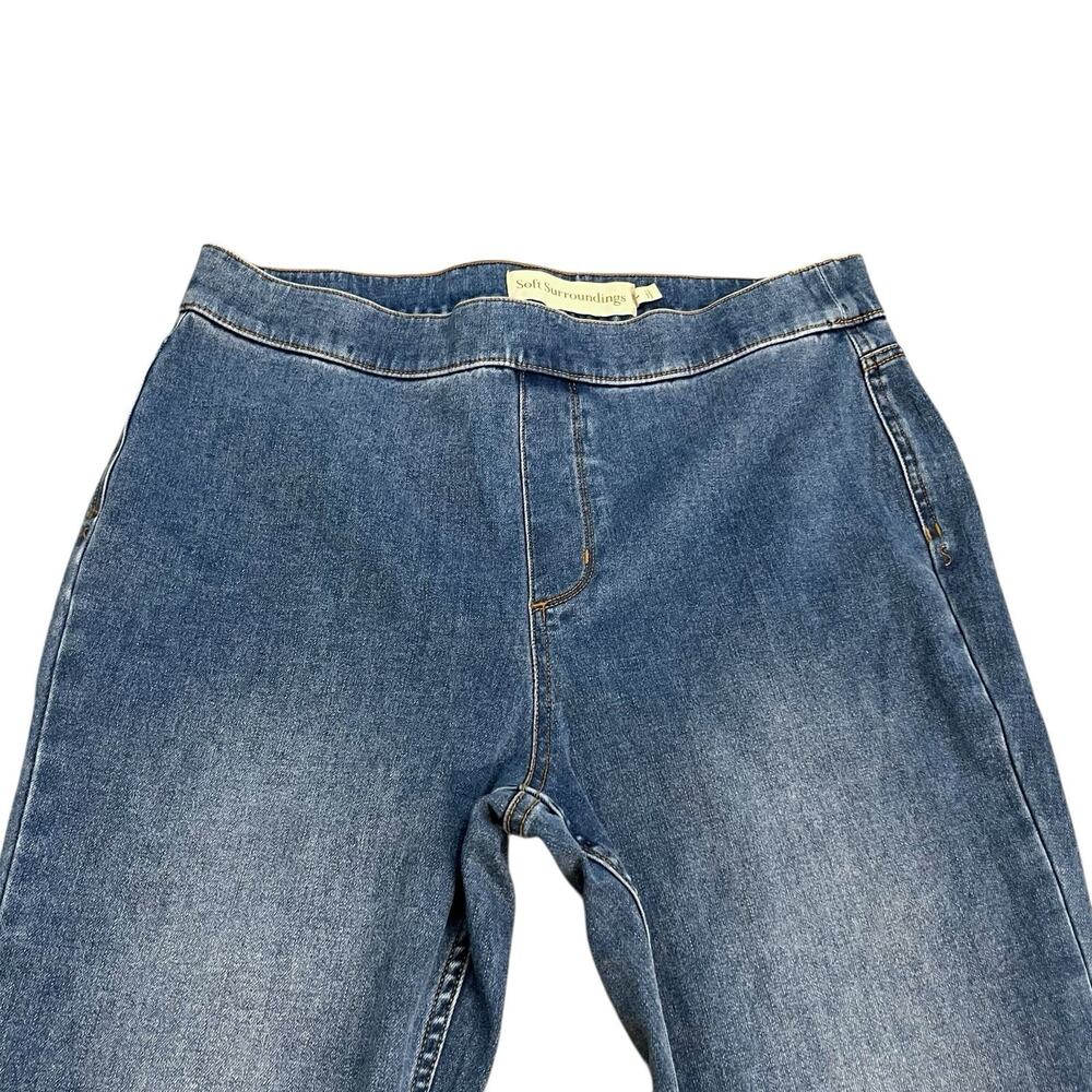 Soft Surroundings Ultimate Denim Pull On Slim Leg Jeans Large Straight Stretchy - Picture 2 of 8